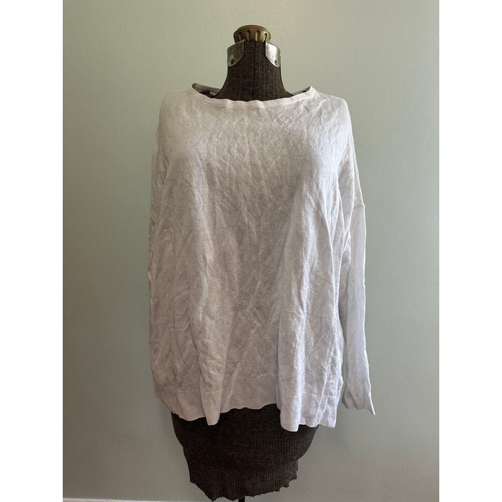 Eileen Fisher white knit pullover sweater size XL